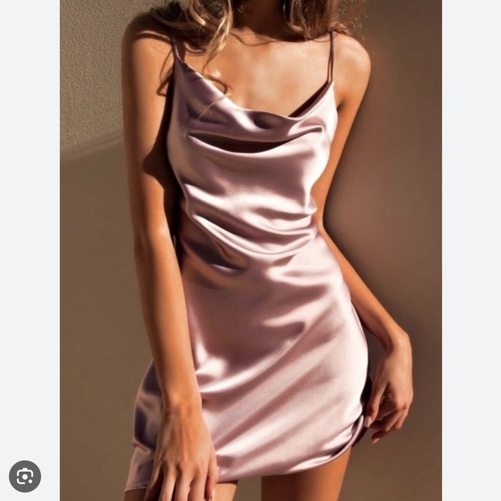 House Of CB, 'Evolve' Blush Satin Slip Dress, Size XS